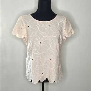 Loft Floral Embroidered Cotton Top Size MP